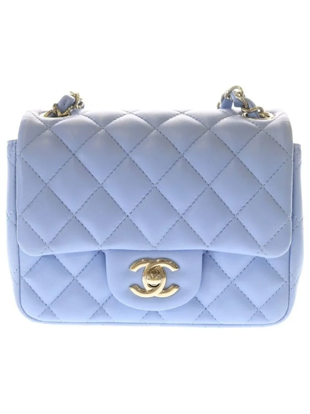 Chanel Mini Quilted 17 Chain Mini Shoulder Bag Purple Lambskin Gold